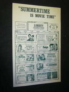 LIBERTY THEATRE CALENDAR WOLF POINT MONTANA Goonies PALE RIDER Rambo 