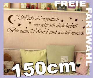 Liebe Mond Spruch WANDTATTOO U0 Kinderzimmer Text 150cm  