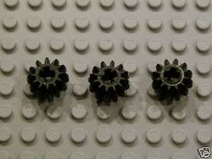 LEGO 3x Technic Gear 12 Tooth Double Bevel Black 10188  