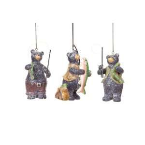   12 Rustic Lodge Fishing Bears Christmas Ornaments 5