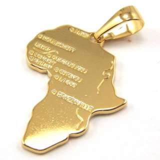 LIFELIKE 18K YELLOW GOLD GEP AFRICA MAP SOLID PENDANT  
