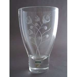 Smalandshyman Sweden Etched Art Glass Vase Schott Label:  
