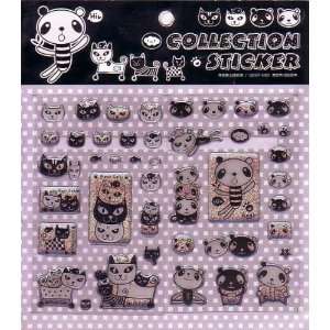  Black and White Panda and Kitty Jumbo Sticker Sheet Toys 