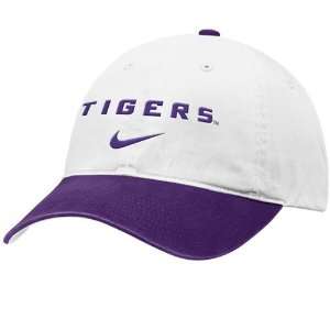  Nike LSU Tigers White Campus Adjustable hat: Sports 