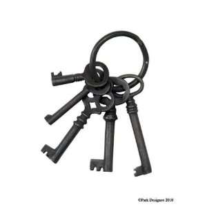 NEW Vintage Style Black Skeleton Keys S/5 on Ring 