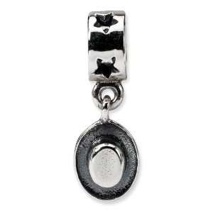  Sterling Silver Cowboy Hat Dangle Bead: Jewelry