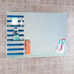    Blue Striped Bath Vanity Mirror with Shelves: Home & Kitchen