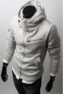 NEW Mens Multi Zips Fashion Korean Style Hoodie Sweater Jacket Dark 