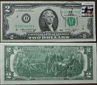 1976 $2 FEDERAL RESERVE NOTE with STAMP #D00935470A  