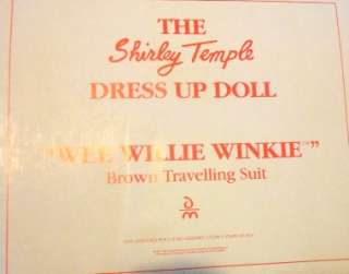DM SHIRLEY TEMPLE WEE WILLIE WINKI BROWN TRAVELING SUIT  