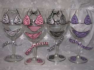 Bikini & Flip Flops Hand Painted Wine Glasses Glass  
