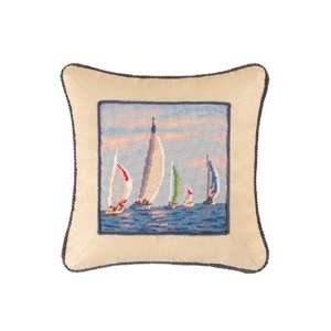    16 Neddle Point Throw Pillow Sailboats Sailing: Home & Kitchen