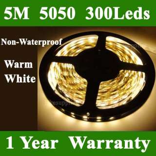 5050 SMD 5M 300 LED Warm White Flexible Light strip Car  