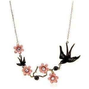 Swallow Bird Disport Flowers Lucky Necklace Pendant 