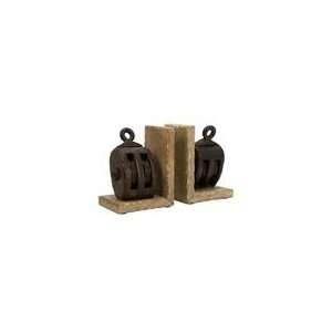    Mason Wood Pulley Bookends by Imax   by Imax