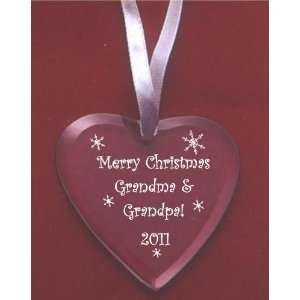  Merry Christmas Grandma & Grandpa 2011 Glass Heart 