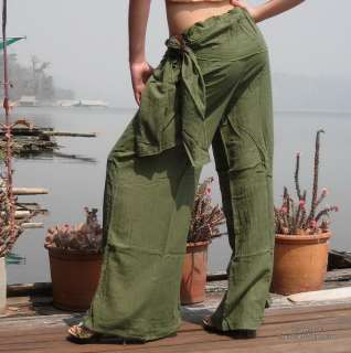 Wild Light Cotton Thai Pirates Pants Olive Drab Green L  