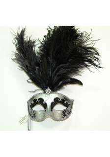 Colombina Vanity Venetian Mardi Gras Masks Black/Silver  