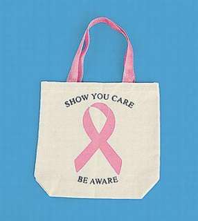 12 Pink Ribbon Breast Cancer Awareness Tote Bags  