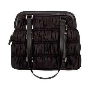  Gigi Chantal Black Nylon Ruched Shoulder Bag With Zippered 