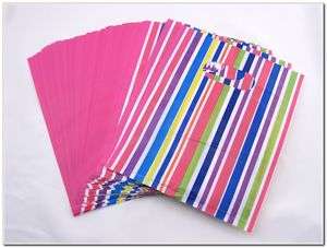 WHOLESALE LOT OF COLOR STRIPE RETAIL SHOPPING BAGS 4x6  