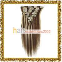 20 7Pcs Remy Clip In Human Hair Extensions #4/613,70g  