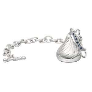   Sterling Silver Large 3D Shaped Bracelet with One Hersheys Kiss Charm