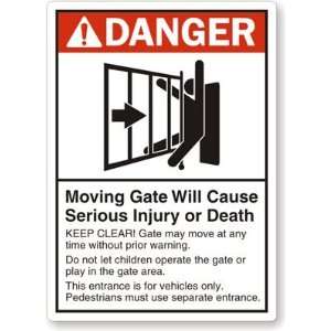  Danger Moving Gate Will Cause Serious Injury Or Death 