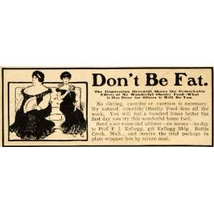  1904 Ad Professor F J Kellogg Weight Loss Obesity Food 