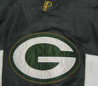 vtg GREEN BAY PACKERS Leather Jacket XL 90s Pro Player nfl embroidered 
