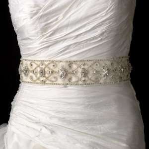  Vintage Beaded Wedding Sash Bridal Belt in White or Ivory 