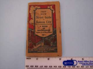 BN253 Rare 1937 Kansas City Missouri Street Guide Book  