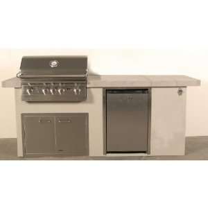   Resort Q 7 Piece Bbq Island With Lion L75000 32 Inch Natural Gas Grill