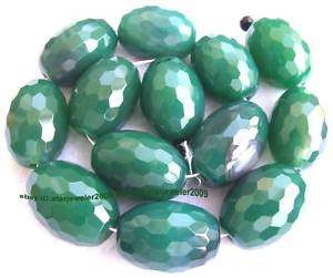 Natural Green Agate 20x28mm Columned Faceted Gemstone B  