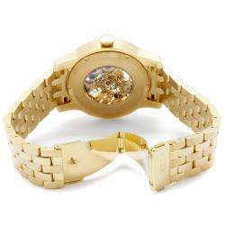 Invicta 10240 Specialty Mechanical Skeleton 18K Gold Plated SS Mens 