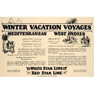  1923 Ad White Red Star Cruise Line Winter Vacation 