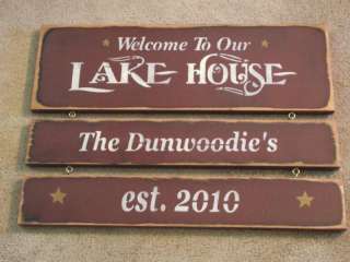 Personalized WELCOME TO OUR LAKE HOUSE wood sign prim  
