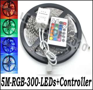 5M 3528 RGB NO Waterproof Flexible Strip 300 LED 60leds/M + 24 key 