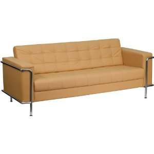 Lesley Series Light Brown Leather Sofa With Encasing Frame:  