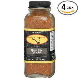 Gourmet Resources Three Chili Spice Rub, 2.4 Ounce Glass Jars (Pack of 