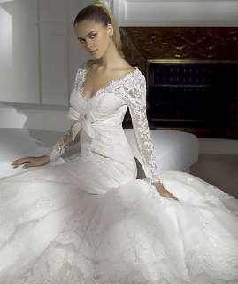 2012 New Lace long sleeves Wedding Dress Bridal Gown Size Custom 