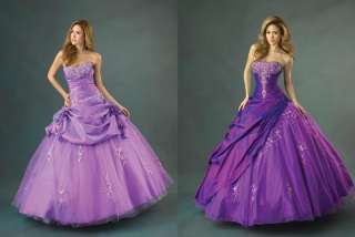Stock Purple*Lilac Wedding Bride Gown Prom Dress Custom  