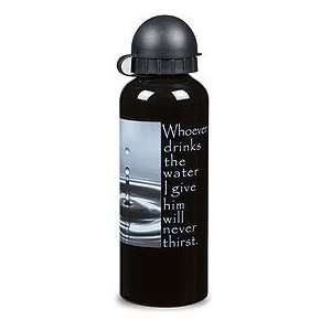    Never Thirst Black Inspirational Water Bottle 
