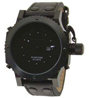 Adee Kaye AK7211 MIPB Black Dial Mens Oversized Quartz Military Watch 