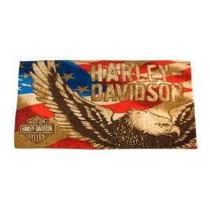  American Flag and Eagle Harley Davidson Beach Towel