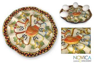 GOLDEN HARVEST~~Mexican Majolica Ceramic Egg Plate~~Art  