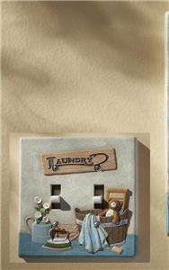 DECORATIVE HAND PAINTED LAUNDRY ROOM SINGLE LIGHT SWITCH PLATE NEW 