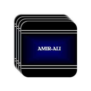 Personal Name Gift   AMIR ALI Set of 4 Mini Mousepad Coasters (black 