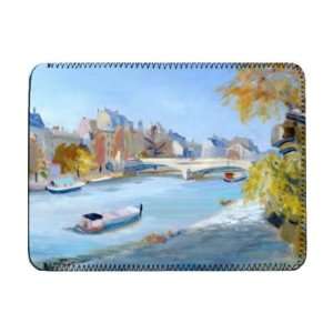  Barge sailing down the river Seine in Paris   iPad Cover 