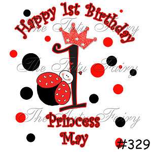   Birthday Lady Bug Ladybug Crown Birthday shirt name age customzied 1 2